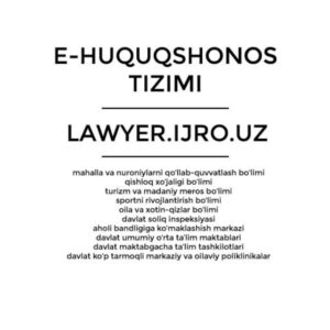 E-HUQUQSHUNOS | LAWYER.IJRO.UZ Telegram Channel